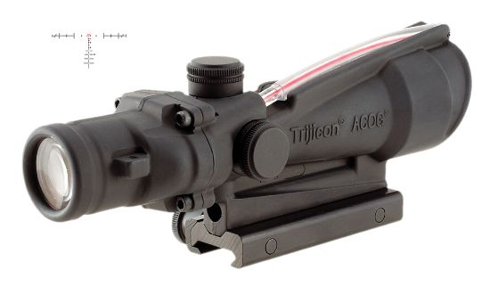 Picture of Trijicon 100154 Acog Black Hardcoat Anodized 3.5X35mm Illuminated Red Horseshoe .308/7.62 Bdc Reticle 