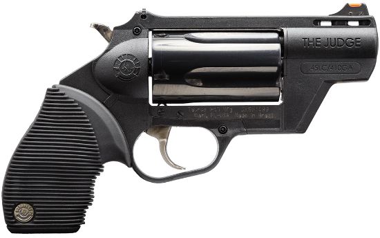 Picture of Taurus 2441021Pfs Judge Public Defender 45 Colt (Lc) Caliber Or 2.50" 410 Gauge 5 Shot 2" Black Finish Barrel, Matte Black Oxide Finish Cylinder, Black Finish Polymer Frame & Black Rubber Grip 