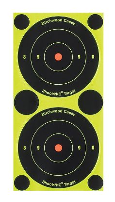 Picture of Birchwood Casey 34375 Shoot-N-C Reactive Target Self-Adhesive Paper Air/Rimfire Rifle Black/Yellow 3" Bullseye Includes Pasters 240 Targets 