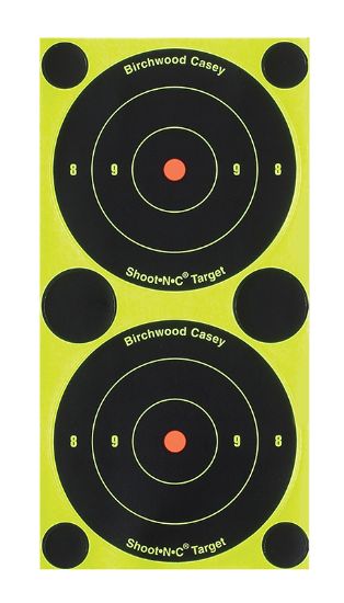 Picture of Birchwood Casey 34375 Shoot-N-C Reactive Target Self-Adhesive Paper Air/Rimfire Rifle Black/Yellow 3" Bullseye Includes Pasters 240 Targets 