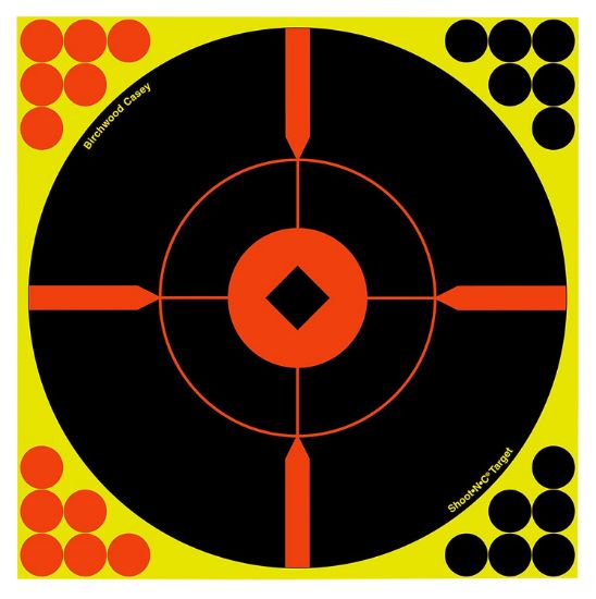 Picture of Birchwood Casey 34015 Shoot-N-C Reactive Target Self-Adhesive Paper Black/Yellow 12" Bullseye Bmw Includes Pasters 5 Pack 