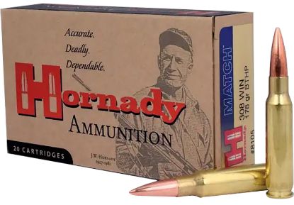 Picture of Hornady 8105 Match 308 Win 178 Gr Boat Tail Hollow Point 20 Per Box/ 10 Case 