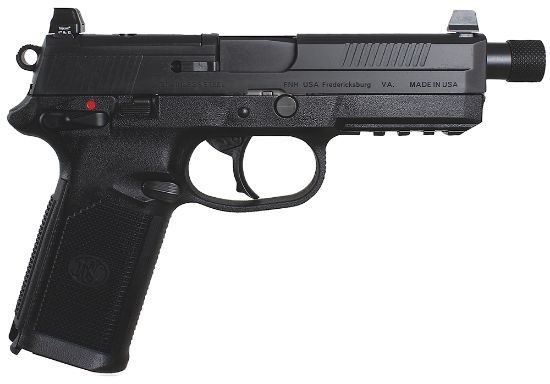 Picture of Fn 66966 Fnx Tactical 45 Acp 15+1 5.30" Steel Threaded Barrel Black Optic Ready/Serrated Slide Matte Black Polymer Frame W/Picatinny Rail Black Textured W/Interchangeable Backstrap Grips Right Hand 