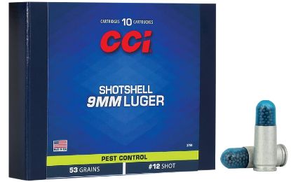 Picture of Cci 3790 Pest Control Shotshell 9Mm Luger 53 Gr Shotshell #12 Shot 10 Per Box/ 20 Case 