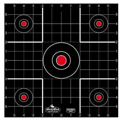 Picture of Birchwood Casey 35212 Dirty Bird Bullseye Tagboard Hanging 12" Black/Red 12 Pk 