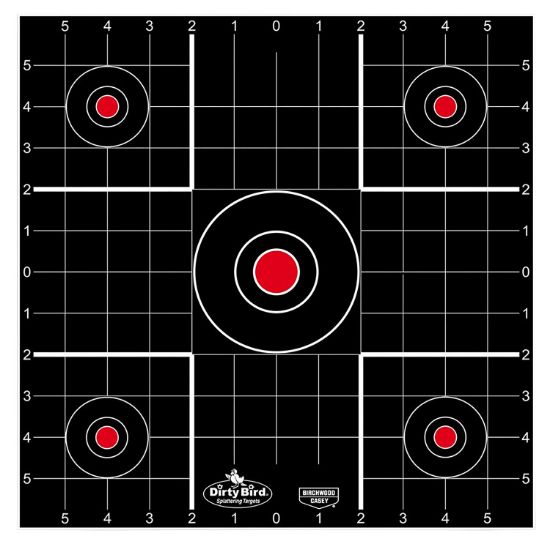 Picture of Birchwood Casey 35212 Dirty Bird Bullseye Tagboard Hanging 12" Black/Red 12 Pk 