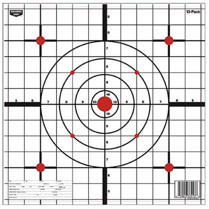 Picture of Birchwood Casey 37213 Eze-Scorer 12" Bullseye Paper Hanging Black/White 13 Per Pkg 