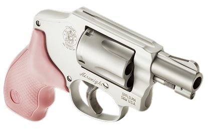 Picture of Smith & Wesson 150466 Model 642 Airweight 38 S&W Spl +P 5 Shot 1.88" Stainless Steel Barrel/Cylinder, Matte Silver Aluminum Alloy J-Frame, Pink Polymer Grip, Snag-Free Enclosed Hammer, Internal Lock 