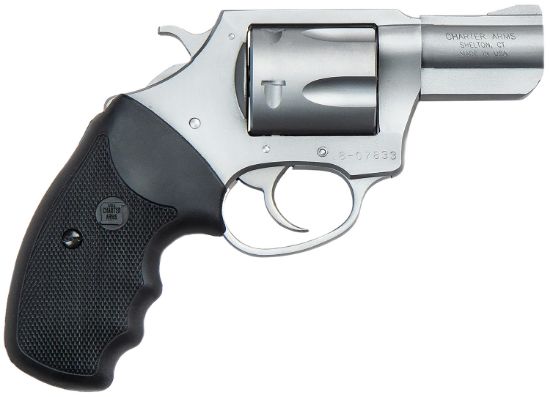 Picture of Charter Arms 79920 Pitbull Large 9Mm Luger, 5 Shot 2.20" Matte Stainless Steel Barrel, Cylinder & Frame W/Black Finger Grooved Rubber Grip 