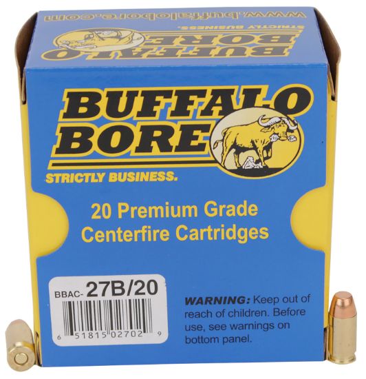 Picture of Buffalo Bore Ammunition 27B20 Personal Defense Strictly Business 380 Acp +P 95 Gr Full Metal Jacket Flat Nose 20 Per Box/ 12 Case 