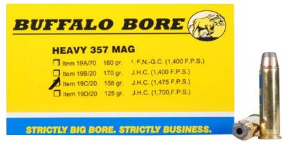 Picture of Buffalo Bore Ammunition 19C20 Heavy Strictly Business 357 Mag 158 Gr Jacket Hollow Point 20 Per Box/ 12 Case 
