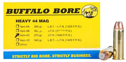 Picture of Buffalo Bore Ammunition 4C20 Heavy Strictly Business 44 Rem Mag 270 Gr Semi Jacketed Flat Point 20 Per Box/ 12 Case 