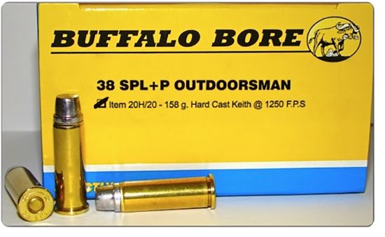 Picture of Buffalo Bore Ammunition 20H20 Outdoorsman Strictly Business 38 Special +P 158 Gr Hard Cast 20 Per Box/ 12 Case 