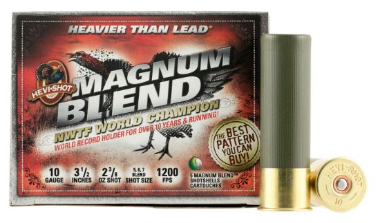 Picture of Hevi-Shot Hs13567 Magnum Blend 10 Gauge 3.50" 2 3/8 Oz Tungsten 5/6/7 Shot 5 Per Box/ 10 Case 