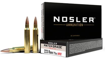 Picture of Nosler 60011 Match Grade 223 Rem 77 Gr Custom Competition Hollow Point Boat Tail 20 Per Box/ 20 Case 