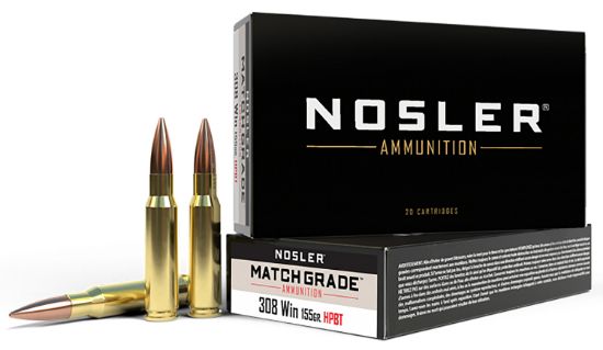 Picture of Nosler 60052 Match Grade 308 Win 155 Gr Custom Competition Hollow Point Boat Tail 20 Per Box/ 10 Case 