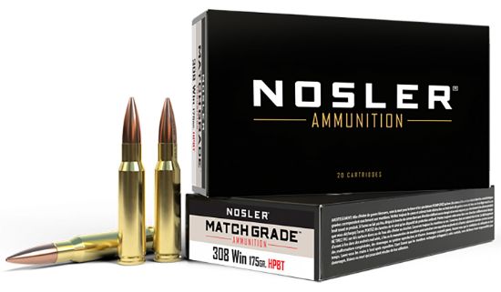 Picture of Nosler 60072 Match Grade 308 Win 175 Gr Custom Competition Hollow Point Boat Tail 20 Per Box/ 10 Case 