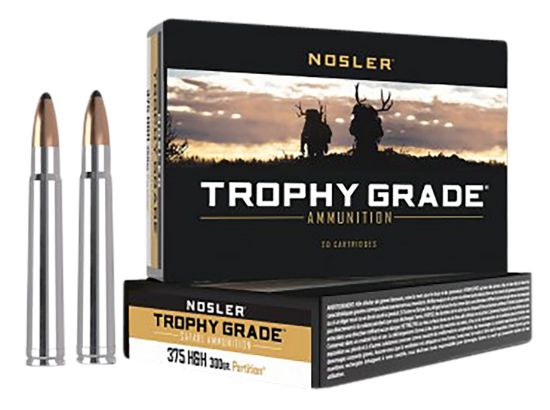 Picture of Nosler 40606 Trophy Grade Safari 375 H&H Mag 300 Gr Nosler Spitzer Partition 20 Per Box/ 10 Case 