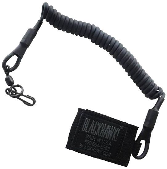 Picture of Blackhawk 90Tpl2bk Tactical Pistol Lanyard Coiled Wire 