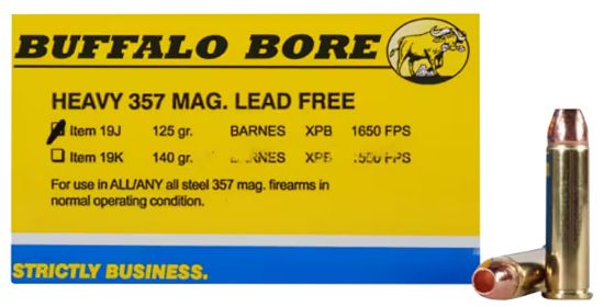 Picture of Buffalo Bore Ammunition 19J20 Buffalo-Barnes Strictly Business 357 Mag 125 Gr Barnes Vor Tx Xpb Lead Free 20 Per Box/ 12 Case 