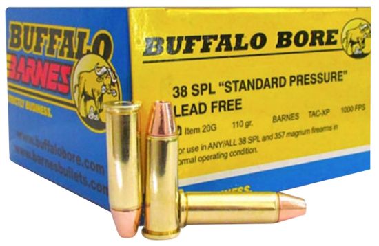 Picture of Buffalo Bore Ammunition 20G20 Standard Pressure Strictly Business 38 Special 110 Gr Barnes Tac-Xp Lead Free 20 Per Box/ 12 Case 
