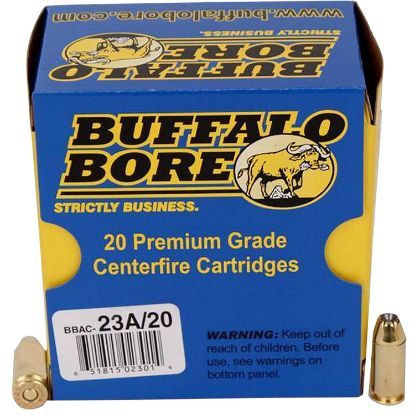 Picture of Buffalo Bore Ammunition 23A20 Heavy Strictly Business 40 S&W +P 155 Gr Jacket Hollow Point 20 Per Box/ 12 Case 
