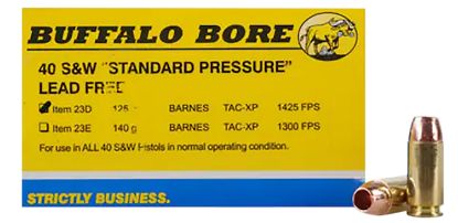 Picture of Buffalo Bore Ammunition 23D20 Standard Pressure Strictly Business 40 S&W 125 Gr Barnes Tac Xp Lead Free 20 Per Box/ 12 Case 