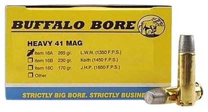 Picture of Buffalo Bore Ammunition 16A20 Heavy Strictly Business 41 Rem Mag 265 Gr Hard Cast Lead 20 Per Box/ 12 Case 