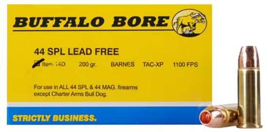 Picture of Buffalo Bore Ammunition 14D20 Buffalo-Barnes Strictly Business 44 S&W Spl 200 Gr Barnes Tac Xp Lead Free 20 Per Box/ 12 Case 