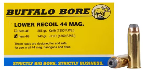 Picture of Buffalo Bore Ammunition 4G20 Low Recoil Strictly Business 44 Rem Mag 240 Gr Jacket Hollow Point 20 Per Box/ 12 Case 