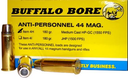 Picture of Buffalo Bore Ammunition 4H20 Anti-Personnel Strictly Business 44 Rem Mag 180 Gr Medium Cast Hollow Point 20 Per Box/ 12 Case 