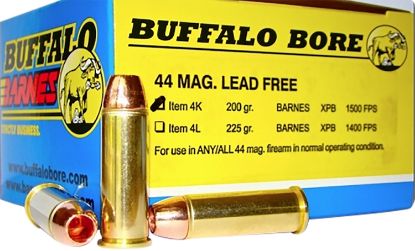 Picture of Buffalo Bore Ammunition 4K20 Buffalo-Barnes Strictly Business 44 Rem Mag 200 Gr Barnes Vor Tx Xpb Lead Free 20 Per Box/ 12 Case 