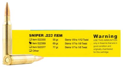 Picture of Buffalo Bore Ammunition S2236920 Sniper Strictly Business 223 Rem 69 Gr Hollow Point Boat Tail 20 Per Box/ 12 Case 