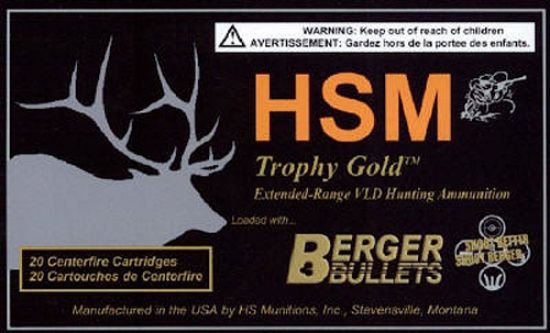 Picture of Hsm 338Wm300otm Trophy Gold Extended Range 338 Win Mag 300 Gr Berger Hybrid Tactical Open Tip Match 20 Per Box/ 20 Case 