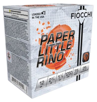 Picture of Fiocchi 12Fpwr75 Paper Little Rino Extrema 12 Gauge 2.75" 1 1/8 Oz 7.5 Shot 25 Per Box/ 10 Case 