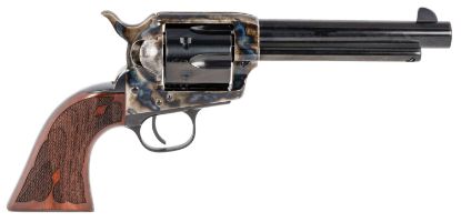 Picture of Taylors & Company 555130 Gambler 45 Colt (Lc) Caliber With 5.50" Blued Finish Barrel, 6Rd Capacity Blued Finish Cylinder, Color Case Hardened Finish Steel Frame & Checkered Walnut Grip 