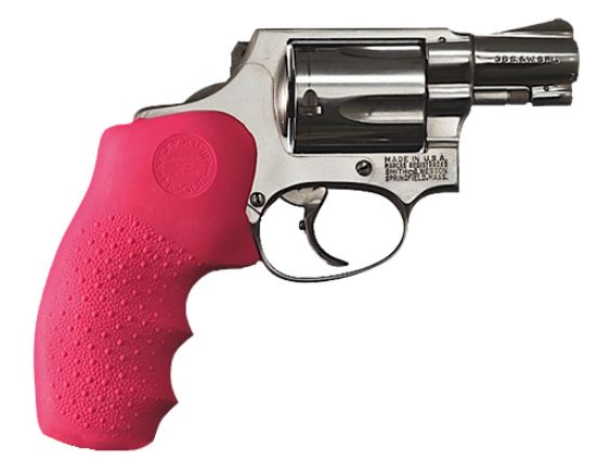 Picture of Hogue 60007 Overmolded Monogrip Cobblestone Pink Rubber With Finger Grooves For S&W J Frame With Round Butt 