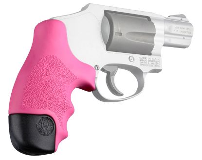 Picture of Hogue 60027 Overmolded Tamer Cobblestone Pink Rubber With Finger Grooves For S&W J Frame Centennial With Round Butt, Bodyguard 