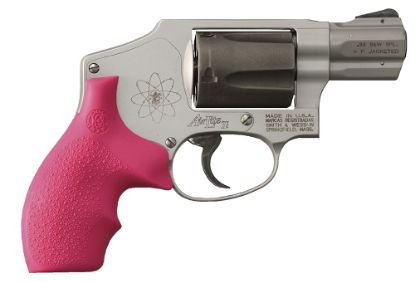 Picture of Hogue 61007 Rubber Bantam Cobblestone Pink Rubber With Finger Grooves For S&W J Frame With Round Butt 