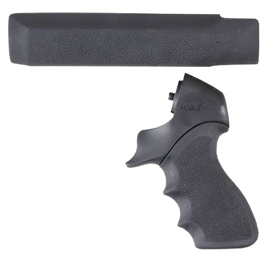 Picture of Hogue 05015 Overmolded Tamer Pistol Grip & Forend Black Rubber With Finger Grooves, Polymer Forend For Mossberg 500 12 Gauge 