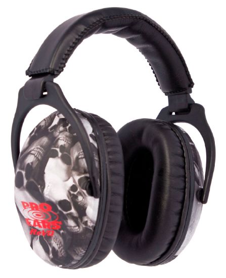 Picture of Pro Ears Pe26uy006 Revo Passive Muff 26 Db Over The Head Black W/Skull Pattern Youth 1 Pair 