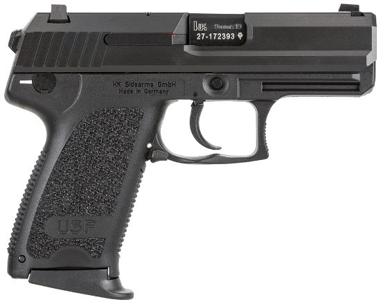 Picture of Hk 81000333 Usp V7 Lem Compact 9Mm Luger 13+1 3.58" Black Polygonal Rifled Barrel, Black Serrated Slide, Black Polymer Frame, Black Polymer Grip, Ambidextrous 