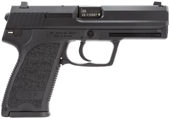 Picture of Hk 81000318 Usp V7 Lem 40 S&W Caliber With 4.25" Barrel, 13+1 Capacity, Overall Black Finish, Serrated Trigger Guard Frame, Serrated Steel Slide & Polymer Grip Includes 2 Mags 