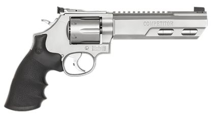 Picture of Smith & Wesson 170319 Model 686 Performance Center Competitor 357 Mag Or 38 S&W Spl +P Stainless Steel 6" Weighted Barrel & 6Rd Cylinder , Matte Silver Stainless Steel N-Frame , Hogue Synthetic Grip 