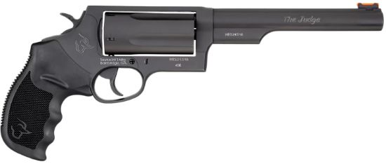 Picture of Taurus 2441061Mag Judge Magnum Compact Frame 45 Colt (Lc)/410 Mag 5Rd 6.50" Matte Black Oxide Steel Barrel, Cylinder & Frame, Black Finger Groove Grip, Exposed Hammer 