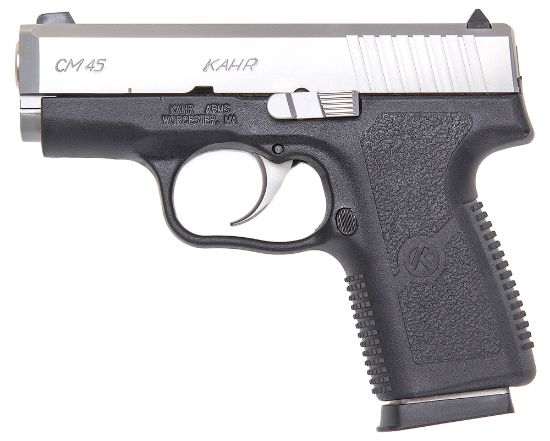 Picture of Kahr Arms Cm4543 Cm45 45 Acp 5+1 3.30" Serrated Steel Barrel, Matte Stainless Serrated Steel Slide, Black Polymer Frame, Black Textured Polymer Grip, No Safety, Right Hand 