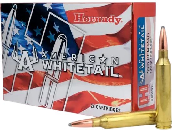 Picture of Hornady 80591 American Whitetail 7Mm Rem Mag 139 Gr Interlock Spire Point 20 Per Box/ 10 Case 