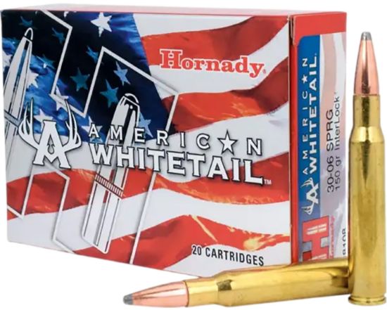 Picture of Hornady 8108 American Whitetail 30-06 Springfield 150 Gr Interlock Spire Point 20 Per Box/ 10 Case 