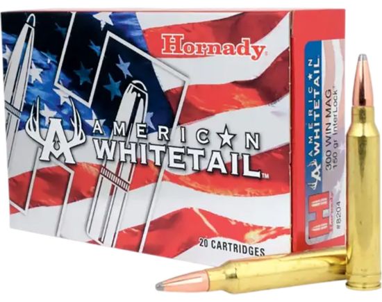 Picture of Hornady 8204 American Whitetail 300 Win Mag 150 Gr Interlock Spire Point 20 Per Box/ 10 Case 