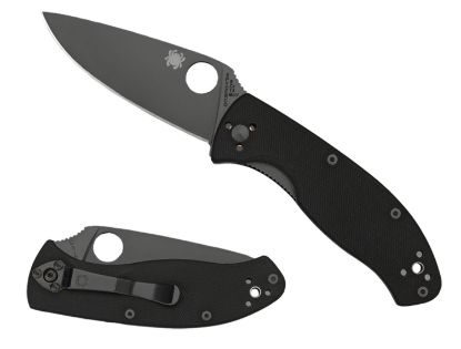 Picture of Spyderco C122gbbkps Tenacious 3.39" Folding Drop Point Part Serrated Black Matte 8Cr13mov Ss Blade Black Textured G10 Handle Includes Pocket Clip 